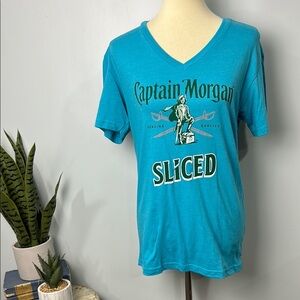 ❄️ Next Level Apparel Captain Morgan Sliced Blue V Neck Woman’s Size Small